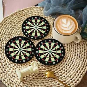 3x Dartboard Coasters 10cm Wooden Drinks Coaster Novelty Darts Player Gift DART - Picture 1 of 4
