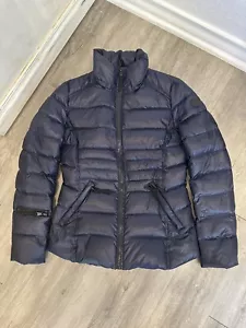 Andrew Marc 650 Down Hood Zip Quilted Puffer Jacket Glossy Blue Women XS - Picture 1 of 6