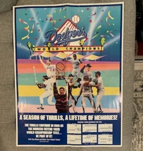 Dodgers World Champions poster Giveaway 1989 - Picture 1 of 2