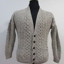 Hand Knitted  Aran Men’s 100% Wool Cardigan Chest Size 48/50 UK XL Sku 6521