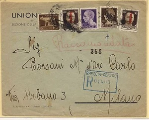 14.08.1944 Raccomandata da Brescia per Milano - Picture 1 of 1