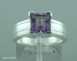 Anillo de plata de ley 925 y corte princesa circonita cúbica con acabado de oro blanco #3393A talla 6 - Imagen 1 de 1