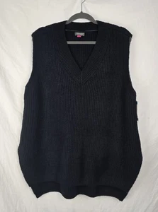 Vince Camuto Rich Black Oversized Boxy Minimalist V-Neck Boxy Knit Vest sz L NWT - Picture 1 of 8