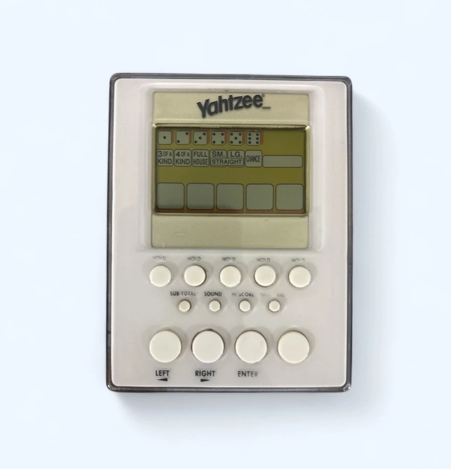 Juego de dados electrónicos portátiles Yahtzee Parker Brothers 2007 blanco probado funcionando Foto 1 de 3