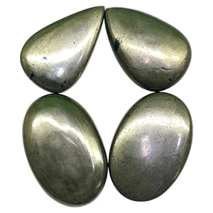 4 Pcs Naturel Apache Or Pyrite 35-39Mm Mélange Forme Cabochons Gemmes Lot - Picture 1 of 9