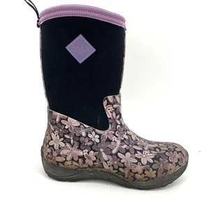 Muck Boot Women's 7 Purple Floral Insulated Waterproof Rain Boots - Picture 1 of 9