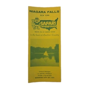 Folleto Campamentos SAFARI NIAGARA FALLS Nueva York Camping Vintage - Imagen 1 de 5