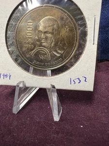 1989 MEXICO 1000 Pesos Juana de Asbaje Aluminum Bronze Large KM 536 #1532 - Picture 1 of 2