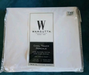 NEW Wamsutta TWIN TXL Cool Touch Fitted Sheet 350 TC solid sateen WHITE - Picture 1 of 7