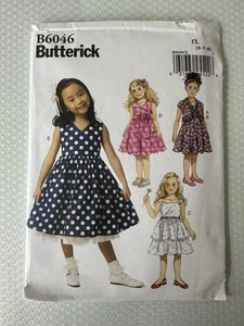 Butterick 6046 Schnittmuster Kinder Mädchen Achselzucken und Kleid Größe 6 - 8 UNGESCHNITTEN - Bild 1 von 3