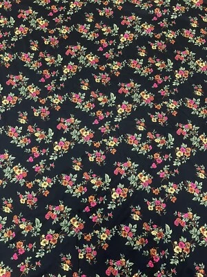VTG FABRIC John Kaldor Fabricmaker Red Rose on Black Lightweight 45 in 3 yds - Image 1 of 2
