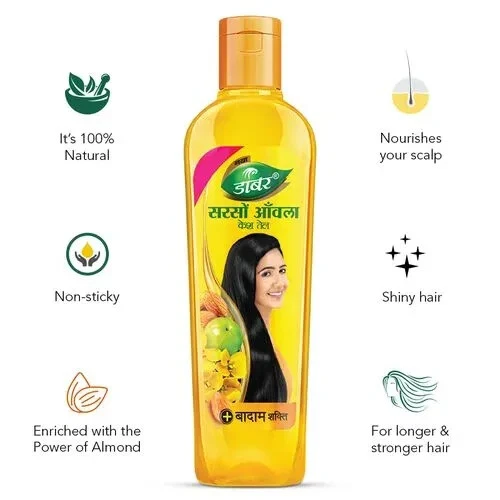 DABUR SARSO AMLA HAIR OIL NON STICKY MUSTARD hair FALL DAMAGE REPAIR 175 ml - image 1 of 4
