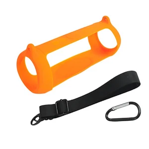 Orange Bluetooth Speaker Silicone Storage Cover Case w/ Strap For JBL Charge 5. - Picture 1 of 9
