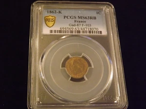 1862 K 1C FRANCE PCGS MS 63 RB - Picture 1 of 2
