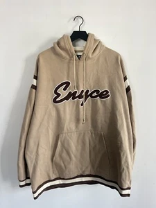 Vintage ENYCE Hoodie XL Tan AOP Full Zip Y2K Skate Grunge Pinkman Cyber - Picture 1 of 7