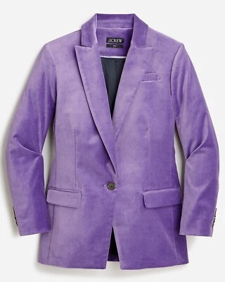 Blazer J.Crew Willa Talla 10 en Viola Púrpura Terciopelo Elástico - Nuevo con Etiquetas Foto 1 de 4
