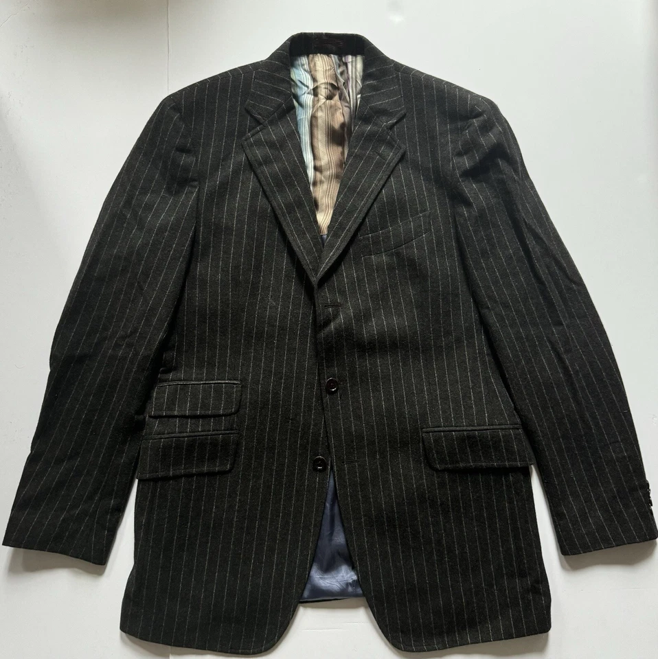 Chaqueta Blazer ETRO Cashmere Para Hombres Gris Carbón Rayas 54 L ~ Hecha en Italia Foto 1 de 4