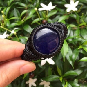 Brazalete azul redondo azul Leklai nampee piedra preciosa talismán amuleto tailandés - Imagen 1 de 3