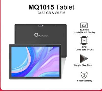 10.1 Inch Tablet Android 11 Quad Core 3GB 32GB Wifi 6 HD IPS 1280x800 Google  - Image 1 of 4