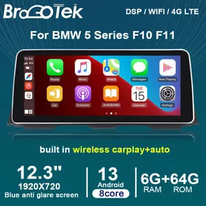 12.3" 8-Kern 64GB CarPlay Android 14 Autoradio GPS Navi Für BMW 5er F10 F11 NBT - Bild 1 von 16