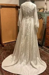 Vintage 1970s Ivory Wedding Dress, Empire Waist, Removable Train, - Picture 1 of 15