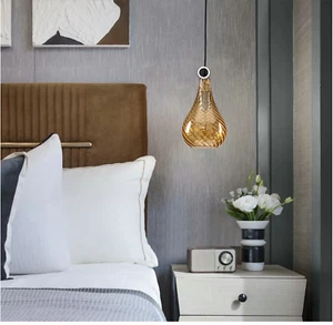 Glass Pendant Light Hammered Clear Pendant Lighting Adjustable Glass Light  - Picture 1 of 1