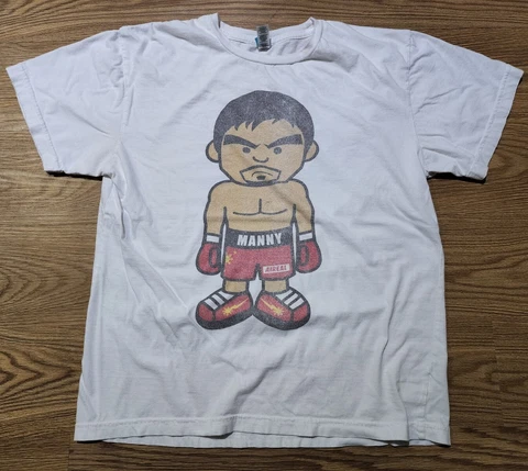 Manny Pacquiao Boxing Caricature Graphic T Shirt Size Large Cover