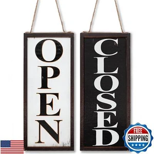 Reversible Open Closed Sign for Business – Durable Wood with Vintage Design - - Picture 1 of 5