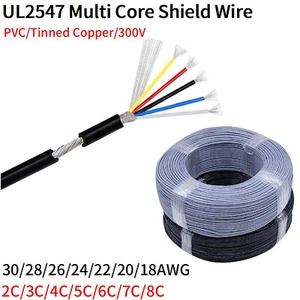 2-8Core UL2547 Spiral Shielded Wire Tinned-Copper PVC Cable 22/24/26/28/30AWG - Picture 1 of 6