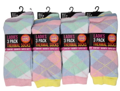 3-12 Pairs Ladies Women Argyle Design Thermal Socks Size 4-7 - Imagem 1 de 2