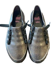 Girls Mel Dreamed By Melissa Black Glitter Sneakers Shoes Size 2 NWOB - Picture 1 of 5