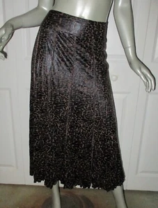 ALBERTO MAKALI Brown & Black Animal Print Pleated Mid-Calf Skirt Size 8 - Picture 1 of 5