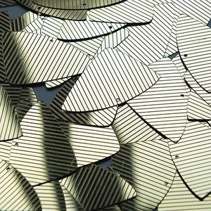 Sequin Fishscale 1.5" Gold Black Pinstripe Metallic Couture Paillettes - Picture 1 of 2