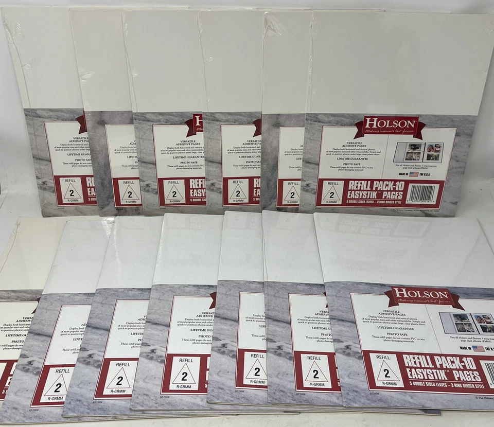 Holson Refill Packs #2 Easy Stick Pages 3 Ring Binder NOS (5 in each)