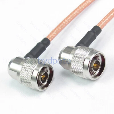 N male to male plug right angle 90 degree RG400 Low Loss cable Coax VSWR 50ohms - Image 1 of 4