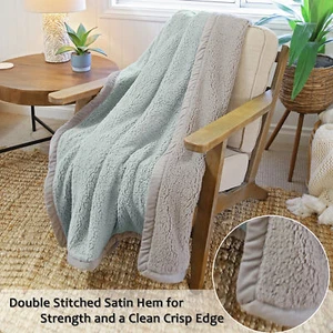 Catalonia Reversible Sherpa Throw Blanket Super Soft Fluffy Couch Blanket 50*60 - Picture 1 of 7