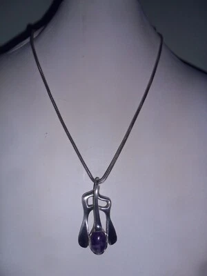 BRUNEL COLLANA CON CIONDOLO MODERNIST IN ARGENTO 925 E AMETISTA (LISTINO € 350 ) - Immagine 1 di 4