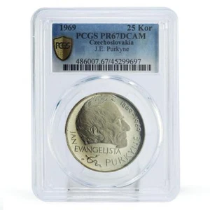 Czechoslovakia 25 korun 100 Anniversary Death Purkyne PR67 PCGS silver coin 1969 - Picture 1 of 2