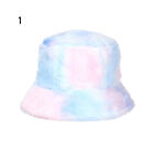 Outdoor Vacation Tie-Dye Bucket Hats Winter Warm Hat Fishing Caps Faux Fur Cap