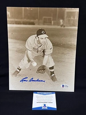 FOTO 8X10 AUTOGRAFIADA FIRMADA POR INDIOS LUU BOUDREAU SEPIA CERTIFICADO DE AUTENTICIDAD BAS BECKETT Foto 1 de 3