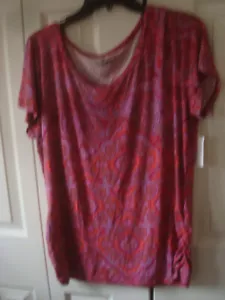 Damas Plus Tejido Top Cálido Combo Floral Mangas Cortas Talla 1X Nuevo con Etiquetas - Imagen 1 de 2