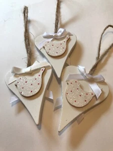 3 X Robin Christmas Hanging Decorations Country Shabby Chic Rustic Jute Loop
