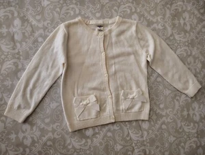 OshKosh BGosh 2T Ivory Cream Cardigan Sweater w/ Bow Pockets Spring Easter - Picture 1 of 2