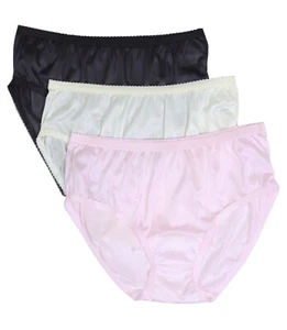 Shadowline Women's Underwear Pink/Ivory/Black Hipster Nylon Full Seat 3 Pack - Picture 1 of 8