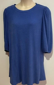 Warm Blue Long Sleeve Short City Chic Dress StretchyFabric Lined Size XS Plus GC - Picture 1 of 6