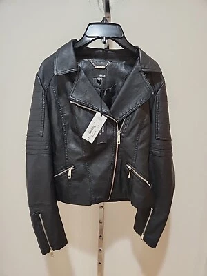 NWT Women's Biker Faux Leather Jacket Sz Small  By A.N.A A New Approach  - Image 1 of 4