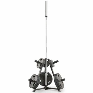 Olympic 6-Peg Plate Tree 86cm Weight Storage Fitness Rack w/ Bar Holder Black - Picture 1 of 7