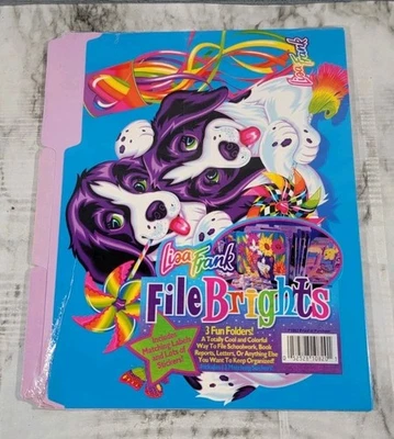 NEW RARE Vintage 1990s Lisa Frank File BRIGHTS 3 Fun Folders Plus Stickers  - Image 1 of 4