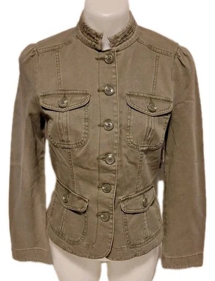 St. Johns Bay Petite Solid Olive Green Short  Military  Jacket Women's Size PS - Image 1 of 4