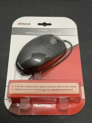 NEW SEALED Inland Navigate Optical Wired Mouse USB Black 07233 - Image 1 of 3